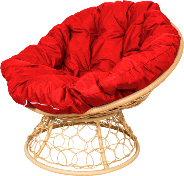 Изображение товара Кресло садовое M-Group Папасан / 12840506 (бежевый ротанг/красная подушка)
