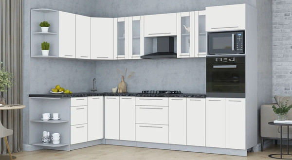 Изображение товара Кухонный гарнитур Интерлиния Мила Пластик 1.68x3.0 LV (зефирный/зефирный/кастилло темный)