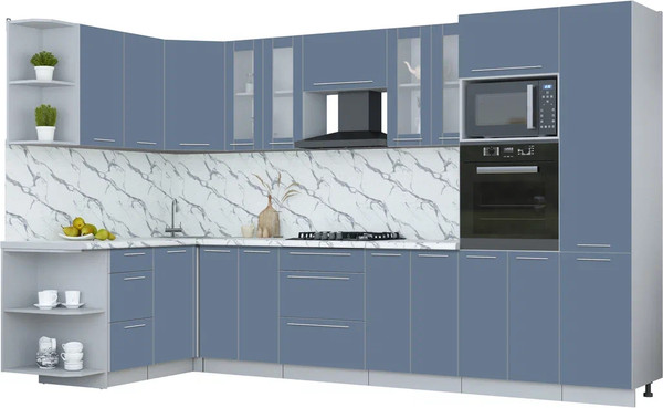 Изображение товара Кухонный гарнитур Интерлиния Мила Пластик 1.68x3.4 LV (арктический/арктический/белый гранит)