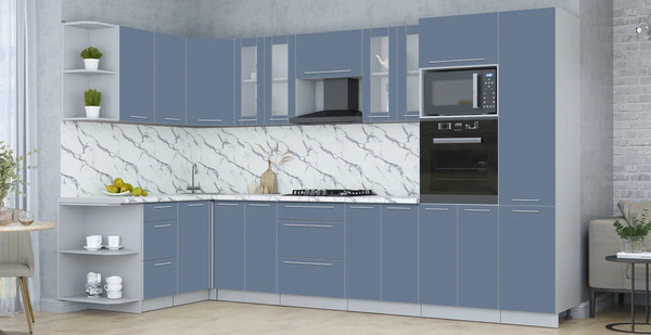 Изображение товара Кухонный гарнитур Интерлиния Мила Пластик 1.68x3.4 LV (арктический/арктический/белый гранит)