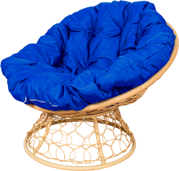 Изображение товара Кресло садовое M-Group Папасан / 12840510 (бежевый ротанг/синяя подушка)