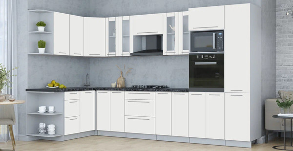 Изображение товара Кухонный гарнитур Интерлиния Мила Пластик 1.68x3.4 LV (зефирный/зефирный/кастилло темный)