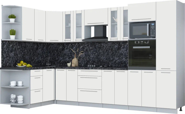 Изображение товара Кухонный гарнитур Интерлиния Мила Пластик 1.68x3.4 LV (зефирный/зефирный/кастилло темный)