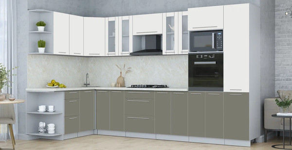 Изображение товара Кухонный гарнитур Интерлиния Мила Пластик 1.68x3.4 LV (зефирный/кварцевый/опал светлый)