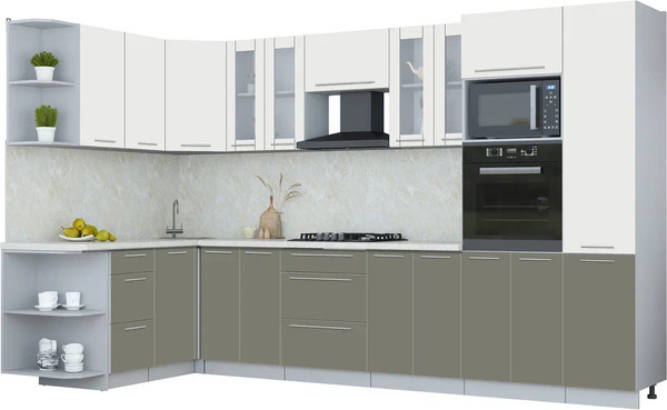 Изображение товара Кухонный гарнитур Интерлиния Мила Пластик 1.68x3.4 LV (зефирный/кварцевый/опал светлый)