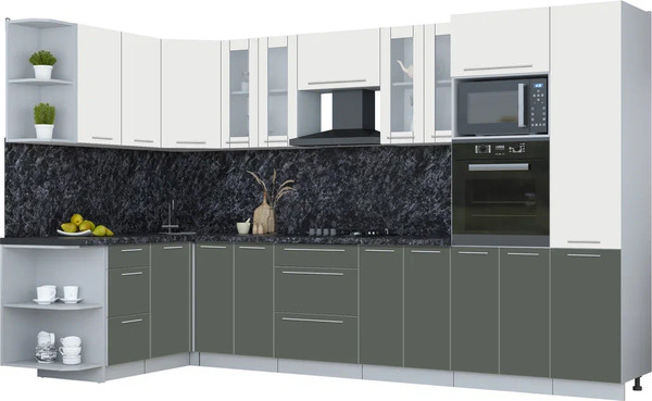 Изображение товара Кухонный гарнитур Интерлиния Мила Пластик 1.68x3.4 LV (зефирный/шторм/кастилло темный)