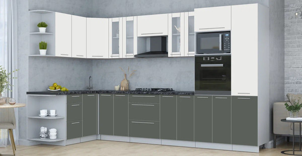 Изображение товара Кухонный гарнитур Интерлиния Мила Пластик 1.68x3.4 LV (зефирный/шторм/кастилло темный)