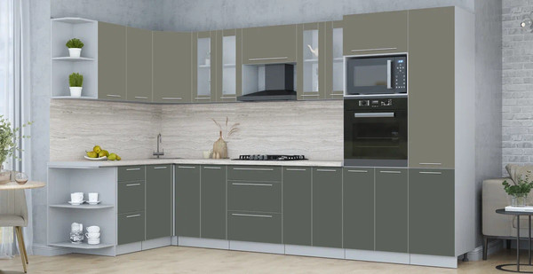 Изображение товара Кухонный гарнитур Интерлиния Мила Пластик 1.68x3.4 LV (кварцевый/шторм/травертин серый)