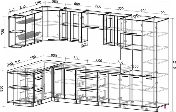 Изображение товара Кухонный гарнитур Интерлиния Мила Пластик 1.68x3.4 LV (кварцевый/шторм/травертин серый)