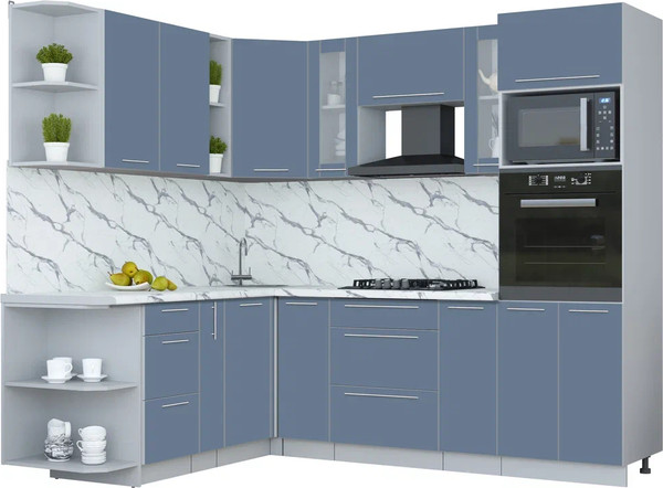 Изображение товара Кухонный гарнитур Интерлиния Мила Пластик 1.88x2.4 LV (арктический/арктический/белый гранит)