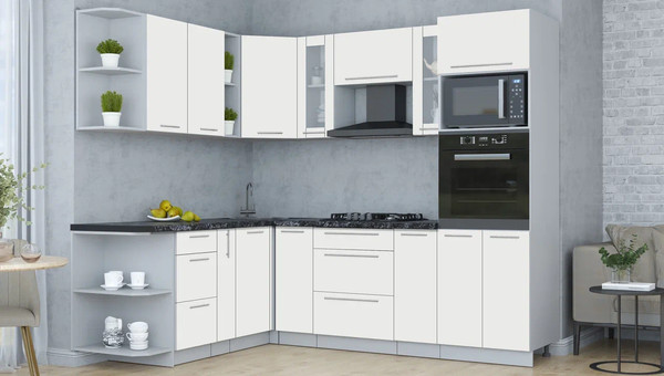 Изображение товара Кухонный гарнитур Интерлиния Мила Пластик 1.88x2.4 LV (зефирный/зефирный/кастилло темный)