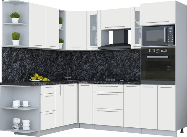 Изображение товара Кухонный гарнитур Интерлиния Мила Пластик 1.88x2.4 LV (зефирный/зефирный/кастилло темный)