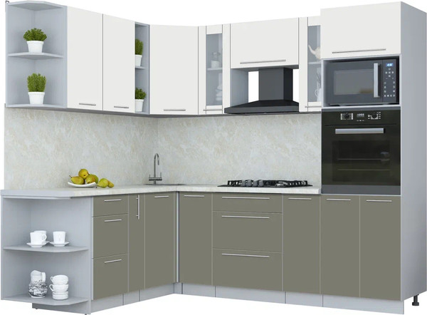 Изображение товара Кухонный гарнитур Интерлиния Мила Пластик 1.88x2.4 LV (зефирный/кварцевый/опал светлый)