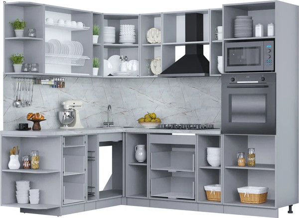 Изображение товара Кухонный гарнитур Интерлиния Мила Пластик 1.88x2.4 LV (зефирный/кварцевый/опал светлый)