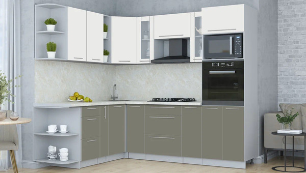 Изображение товара Кухонный гарнитур Интерлиния Мила Пластик 1.88x2.4 LV (зефирный/кварцевый/опал светлый)