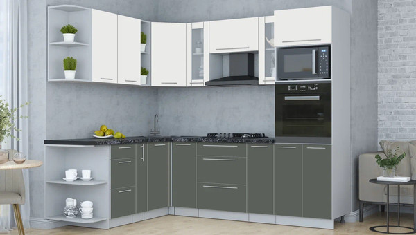 Изображение товара Кухонный гарнитур Интерлиния Мила Пластик 1.88x2.4 LV (зефирный/шторм/кастилло темный)