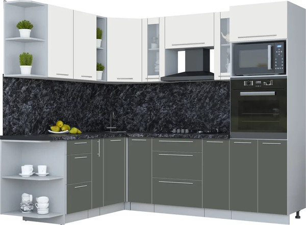 Изображение товара Кухонный гарнитур Интерлиния Мила Пластик 1.88x2.4 LV (зефирный/шторм/кастилло темный)