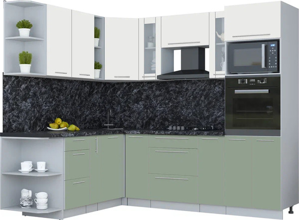 Изображение товара Кухонный гарнитур Интерлиния Мила Пластик 1.88x2.4 LV (зефирный/полынь/кастилло темный)