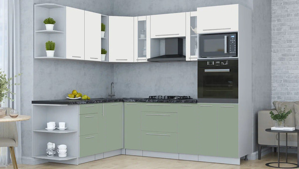 Изображение товара Кухонный гарнитур Интерлиния Мила Пластик 1.88x2.4 LV (зефирный/полынь/кастилло темный)