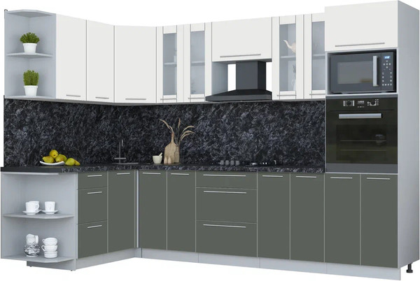 Изображение товара Кухонный гарнитур Интерлиния Мила Пластик 1.68x3.0 LV (зефирный/шторм/кастилло темный)