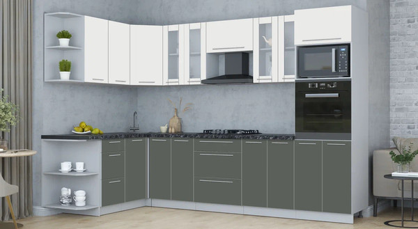 Изображение товара Кухонный гарнитур Интерлиния Мила Пластик 1.68x3.0 LV (зефирный/шторм/кастилло темный)