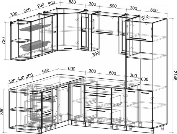 Изображение товара Кухонный гарнитур Интерлиния Мила Пластик 1.88x2.4 LV (латте/латте/дуб бунратти)