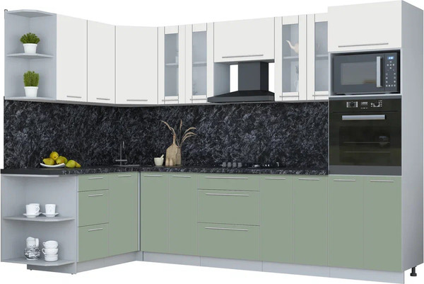 Изображение товара Кухонный гарнитур Интерлиния Мила Пластик 1.68x3.0 LV (зефирный/полынь/кастилло темный)