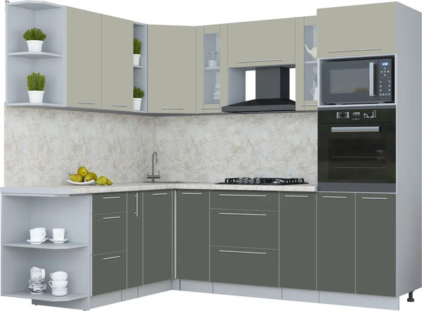 Изображение товара Кухонный гарнитур Интерлиния Мила Пластик 1.88x2.4 LV (латте/шторм/опал светлый)