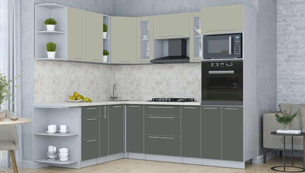 Изображение товара Кухонный гарнитур Интерлиния Мила Пластик 1.88x2.4 LV (латте/шторм/опал светлый)