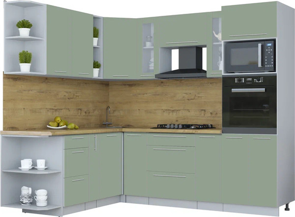 Изображение товара Кухонный гарнитур Интерлиния Мила Пластик 1.88x2.4 LV (полынь/полынь/дуб бунратти)