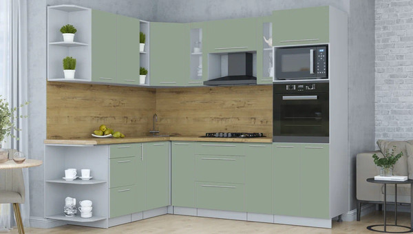 Изображение товара Кухонный гарнитур Интерлиния Мила Пластик 1.88x2.4 LV (полынь/полынь/дуб бунратти)