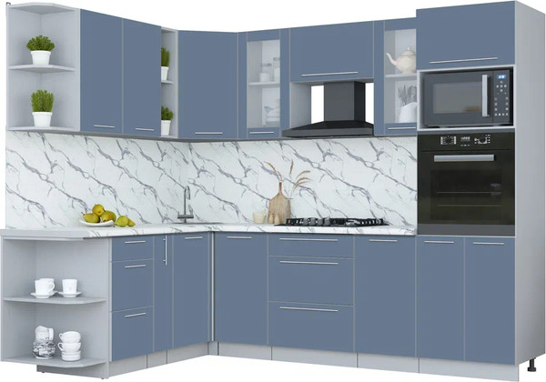 Изображение товара Кухонный гарнитур Интерлиния Мила Пластик 1.88x2.6 LV (арктический/арктический/белый гранит)