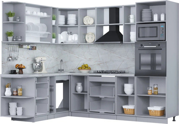 Изображение товара Кухонный гарнитур Интерлиния Мила Пластик 1.88x2.6 LV (зефирный/арктический/кастилло темный)