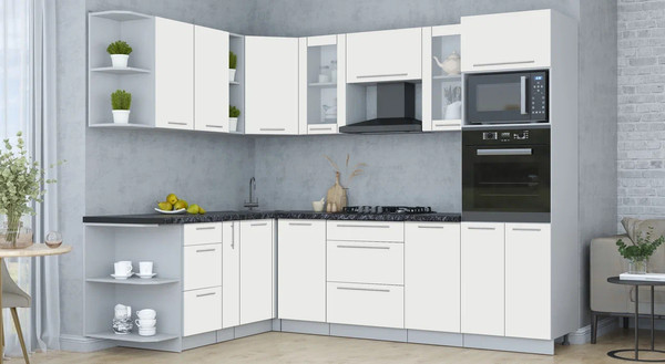 Изображение товара Кухонный гарнитур Интерлиния Мила Пластик 1.88x2.6 LV (зефирный/зефирный/кастилло темный)