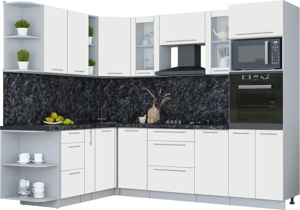 Изображение товара Кухонный гарнитур Интерлиния Мила Пластик 1.88x2.6 LV (зефирный/зефирный/кастилло темный)