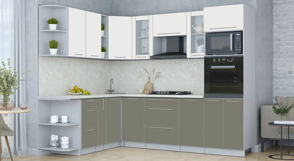 Изображение товара Кухонный гарнитур Интерлиния Мила Пластик 1.88x2.6 LV (зефирный/кварцевый/опал светлый)