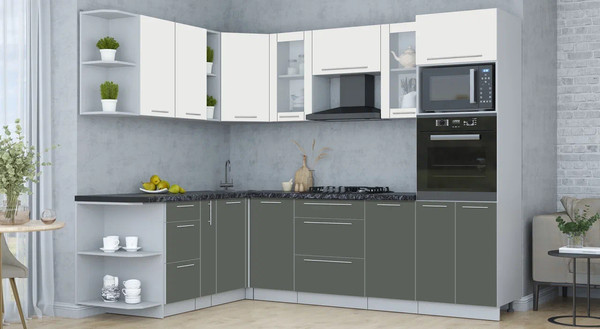 Изображение товара Кухонный гарнитур Интерлиния Мила Пластик 1.88x2.6 LV (зефирный/шторм/кастилло темный)