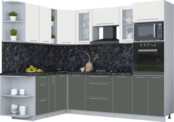 Изображение товара Кухонный гарнитур Интерлиния Мила Пластик 1.88x2.6 LV (зефирный/шторм/кастилло темный)