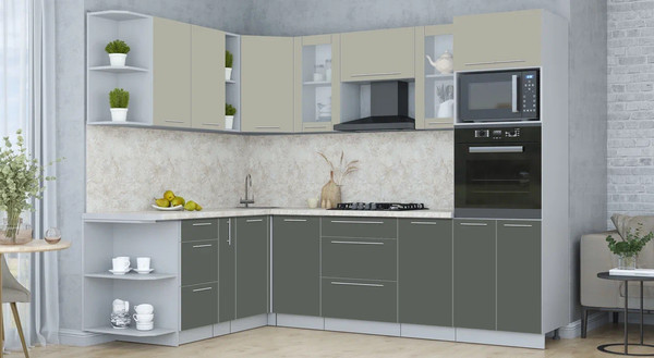 Изображение товара Кухонный гарнитур Интерлиния Мила Пластик 1.88x2.6 LV (латте/шторм/опал светлый)