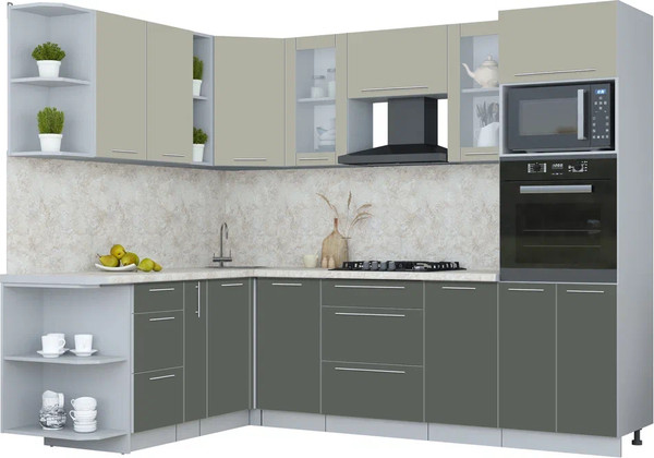 Изображение товара Кухонный гарнитур Интерлиния Мила Пластик 1.88x2.6 LV (латте/шторм/опал светлый)