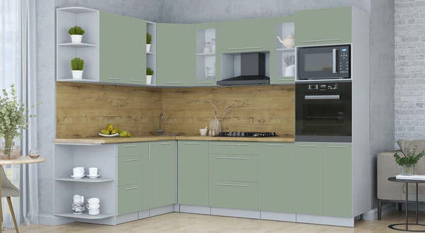 Изображение товара Кухонный гарнитур Интерлиния Мила Пластик 1.88x2.6 LV (полынь/полынь/дуб бунратти)