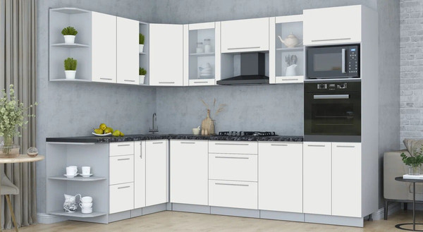 Изображение товара Кухонный гарнитур Интерлиния Мила Пластик 1.88x2.8 LV (зефирный/зефирный/кастилло темный)