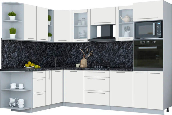 Изображение товара Кухонный гарнитур Интерлиния Мила Пластик 1.88x2.8 LV (зефирный/зефирный/кастилло темный)