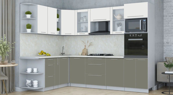 Изображение товара Кухонный гарнитур Интерлиния Мила Пластик 1.88x2.8 LV (зефирный/кварцевый/опал светлый)