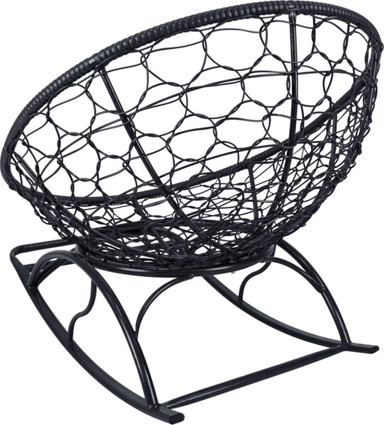 Изображение товара Кресло-качалка M-Group Папасан мини / 12700404 (черный ротанг/зеленая подушка)