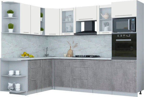 Изображение товара Кухонный гарнитур Интерлиния Мила Пластик 1.88x2.8 LV (зефирный/оксид темный/серый каспий)