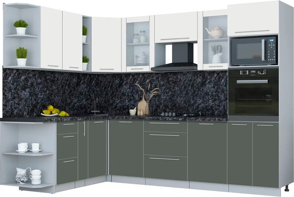 Изображение товара Кухонный гарнитур Интерлиния Мила Пластик 1.88x2.8 LV (зефирный/шторм/кастилло темный)