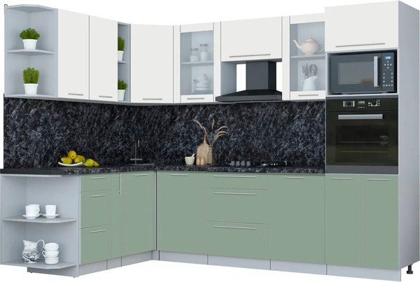 Изображение товара Кухонный гарнитур Интерлиния Мила Пластик 1.88x2.8 LV (зефирный/полынь/кастилло темный)