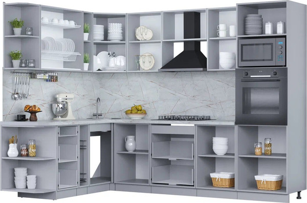 Изображение товара Кухонный гарнитур Интерлиния Мила Пластик 1.88x2.8 LV (кварцевый/кварцевый/опал светлый)