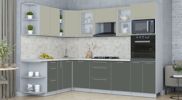 Изображение товара Кухонный гарнитур Интерлиния Мила Пластик 1.88x2.8 LV (латте/шторм/опал светлый)